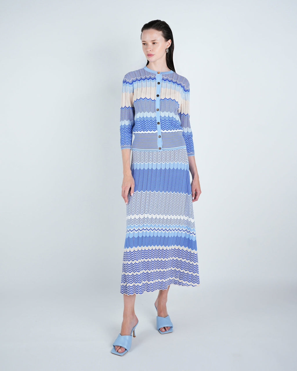 Knit Chevron Stripe Maxi Skirt