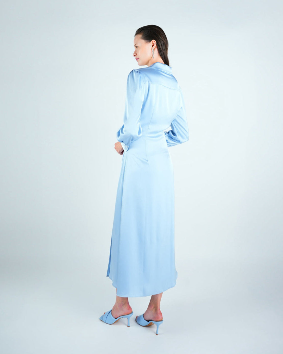 Satin Wrap Pearl Detail Maxi Dress