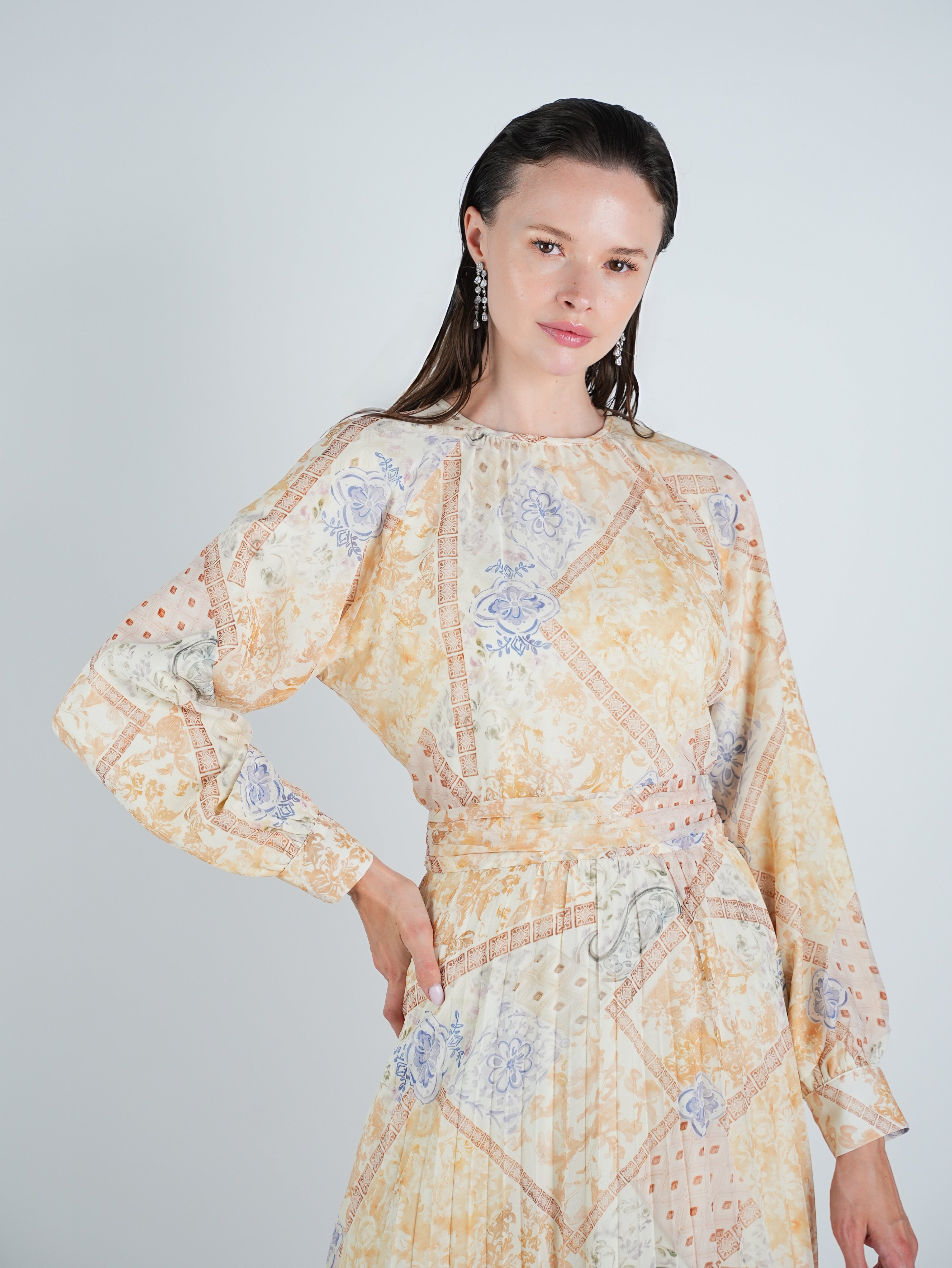 Chiffon Patchwork Print Maxi Dress