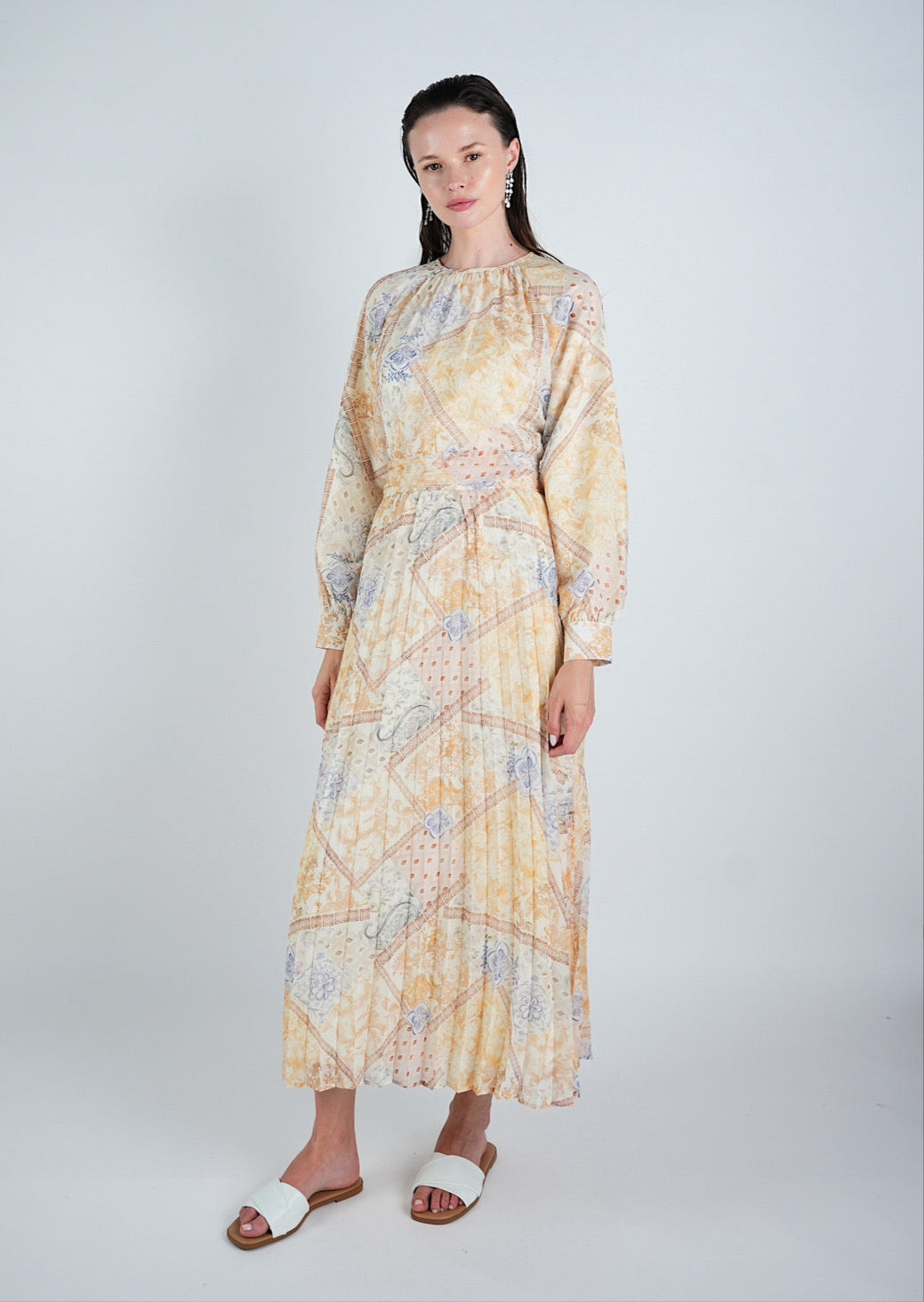 Chiffon Patchwork Print Maxi Dress